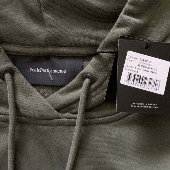 NWT 100% Organic cotton unisex classic hoodie Peak Performance Sweden S/men M/w - Picture 3 of 9